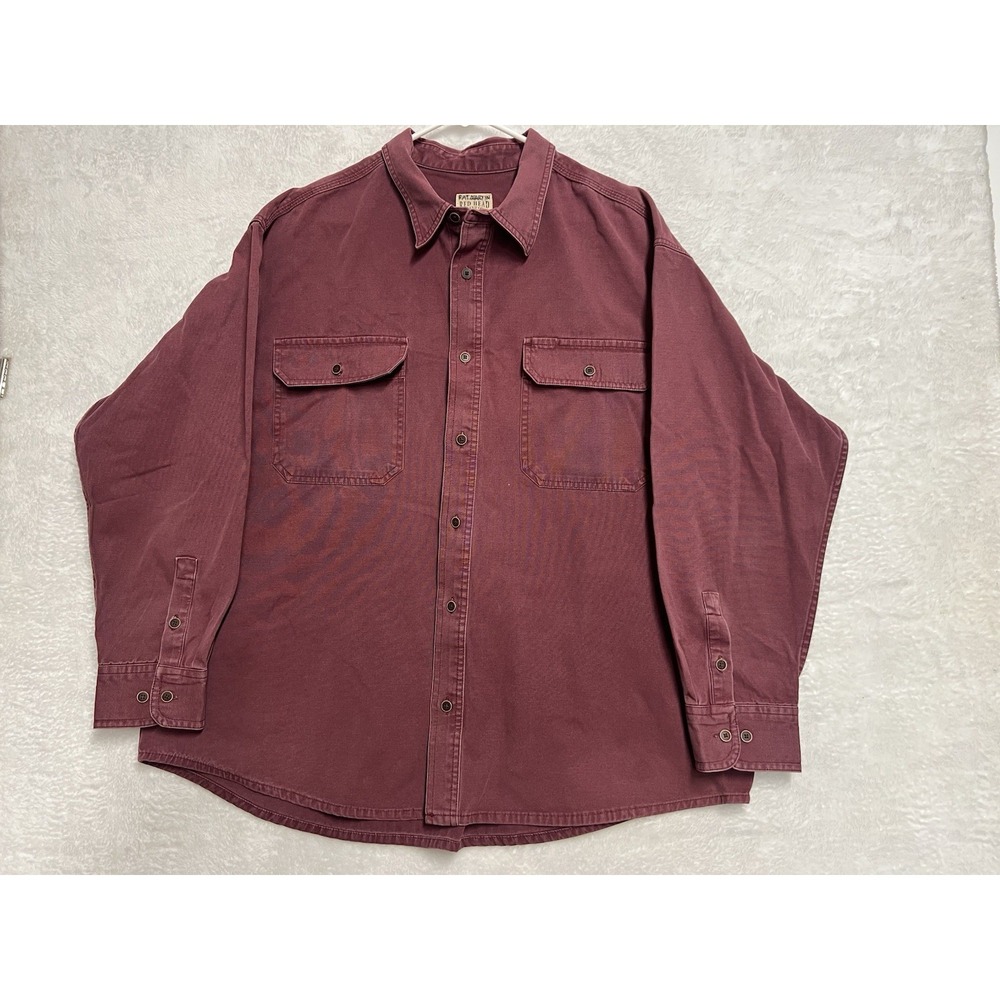 RedHead Shirt Mens 2XL Button Down Maroon Cotton Long Sleeve Chest Pockets